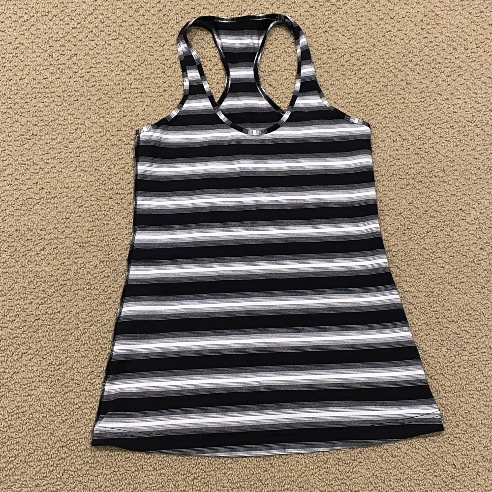 lululemon athletica Black and Gray Striped Tank Top